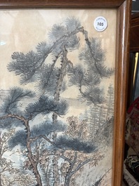Chinese school: An animated river landscape, ink and colours on paper, 19th/20th C.