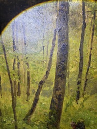 Cesar De Cock (1823-1904 or in the manner of): Animated sous-bois, oil on canvas