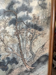 Chinese school: An animated river landscape, ink and colours on paper, 19th/20th C.