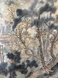 Chinese school: An animated river landscape, ink and colours on paper, 19th/20th C.