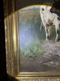 Henry Schouten (1860-1927): Cows in a landscape at the edge of a watering hole, oil on canvas