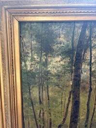 Cesar De Cock (1823-1904 or in the manner of): Animated sous-bois, oil on canvas