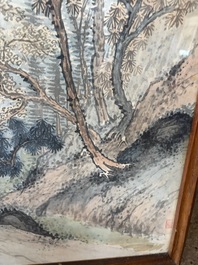 Chinese school: An animated river landscape, ink and colours on paper, 19th/20th C.