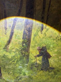 Cesar De Cock (1823-1904 or in the manner of): Animated sous-bois, oil on canvas