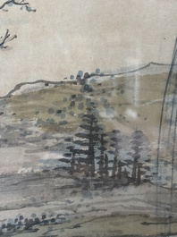 Chinese school: An animated river landscape, ink and colours on paper, 19th/20th C.