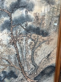 Chinese school: An animated river landscape, ink and colours on paper, 19th/20th C.