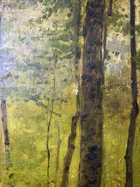 Cesar De Cock (1823-1904 or in the manner of): Animated sous-bois, oil on canvas