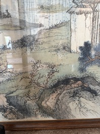 Chinese school: An animated river landscape, ink and colours on paper, 19th/20th C.