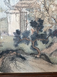 Chinese school: An animated river landscape, ink and colours on paper, 19th/20th C.