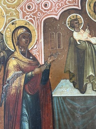 Two Russian orthodox icons, 'Saint Paraskeva' and 'Presentation of Jesus in the temple', 19th C.