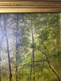 Cesar De Cock (1823-1904 or in the manner of): Animated sous-bois, oil on canvas