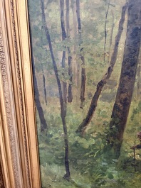 Cesar De Cock (1823-1904 or in the manner of): Animated sous-bois, oil on canvas