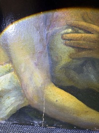 &Eacute;cole fran&ccedil;aise, monogramm&eacute; JFM (Jean Fran&ccedil;ois Millet, 1814-1875 ?): Le mod&egrave;le f&eacute;minin, huile sur papier maroufl&eacute; sur panneau, 19&egrave;me si&egrave;cle