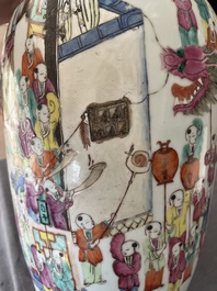 A Chinese famille rose 'Spring Festival' vase, 19th C.