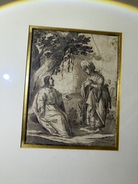 Dutch school: Christ and the Samaritan woman, washed ink drawing on paper, 17th C.