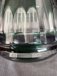 A varied collection of mainly partly coloured overlay cut crystal, a.o. Val Saint Lambert and Atlantis, 20th C.