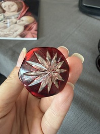 A varied collection of mainly partly coloured overlay cut crystal, a.o. Val Saint Lambert and Atlantis, 20th C.