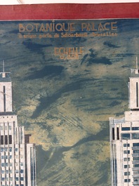 Jean Robert Vanhoenacker (1875-1958): Design for the 'Botanique Palace' in Brussels, mixed media on paper marouflated on board, dated (19)34