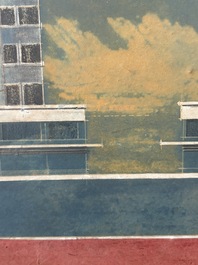 Jean Robert Vanhoenacker (1875-1958): Design for the 'Botanique Palace' in Brussels, mixed media on paper marouflated on board, dated (19)34
