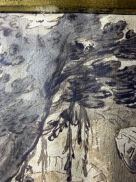 Dutch school: Christ and the Samaritan woman, washed ink drawing on paper, 17th C.