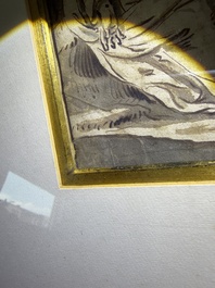 Dutch school: Christ and the Samaritan woman, washed ink drawing on paper, 17th C.