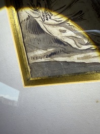 Dutch school: Christ and the Samaritan woman, washed ink drawing on paper, 17th C.