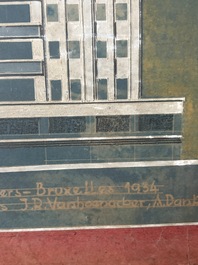 Jean Robert Vanhoenacker (1875-1958): Design for the 'Botanique Palace' in Brussels, mixed media on paper marouflated on board, dated (19)34