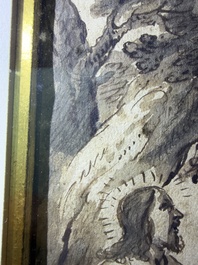 Dutch school: Christ and the Samaritan woman, washed ink drawing on paper, 17th C.