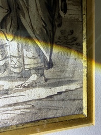 Dutch school: Christ and the Samaritan woman, washed ink drawing on paper, 17th C.