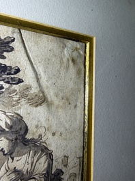 Dutch school: Christ and the Samaritan woman, washed ink drawing on paper, 17th C.