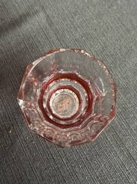 A varied collection of mainly partly coloured overlay cut crystal, a.o. Val Saint Lambert and Atlantis, 20th C.
