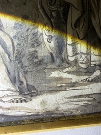 Dutch school: Christ and the Samaritan woman, washed ink drawing on paper, 17th C.