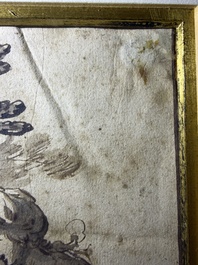 Dutch school: Christ and the Samaritan woman, washed ink drawing on paper, 17th C.