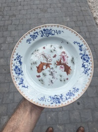 A pair of Chinese famille rose 'fish' plates, Qianlong