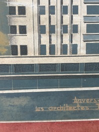 Jean Robert Vanhoenacker (1875-1958): Design for the 'Botanique Palace' in Brussels, mixed media on paper marouflated on board, dated (19)34