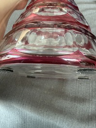 A varied collection of mainly partly coloured overlay cut crystal, a.o. Val Saint Lambert and Atlantis, 20th C.