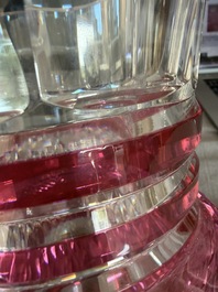 A varied collection of mainly partly coloured overlay cut crystal, a.o. Val Saint Lambert and Atlantis, 20th C.