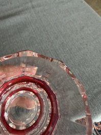 A varied collection of mainly partly coloured overlay cut crystal, a.o. Val Saint Lambert and Atlantis, 20th C.