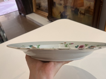 Four Chinese famille rose dishes with birds and flowers, Qianlong