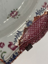 Four Chinese famille rose dishes with birds and flowers, Qianlong