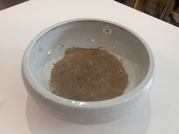 A Chinese monochrome white tripod censer with underglaze design, 19th C.
