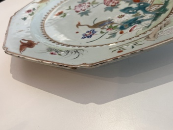 Four Chinese famille rose dishes with birds and flowers, Qianlong