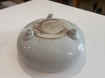 A Chinese monochrome white tripod censer with underglaze design, 19th C.