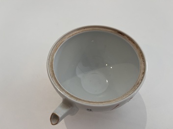 A Chinese famille rose bowl and cover on stand and a teapot and cover with 'Wu Shuang Pu' design, Daoguang marks, 20th C.