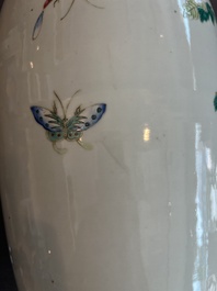 A Chinese famille rose vase with a pheasant and butterflies among blossoming branches, 19th C.