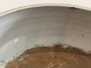 A Chinese monochrome white tripod censer with underglaze design, 19th C.