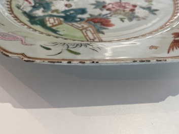 Four Chinese famille rose dishes with birds and flowers, Qianlong
