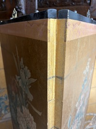 A Japanese four-fold painted byobu 'hanaguruma' room divider, 19th/20th C.