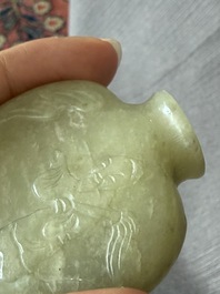Four Chinese celadon jade carvings, 19th/20th C.