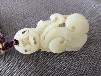 Four Chinese celadon jade carvings, 19th/20th C.